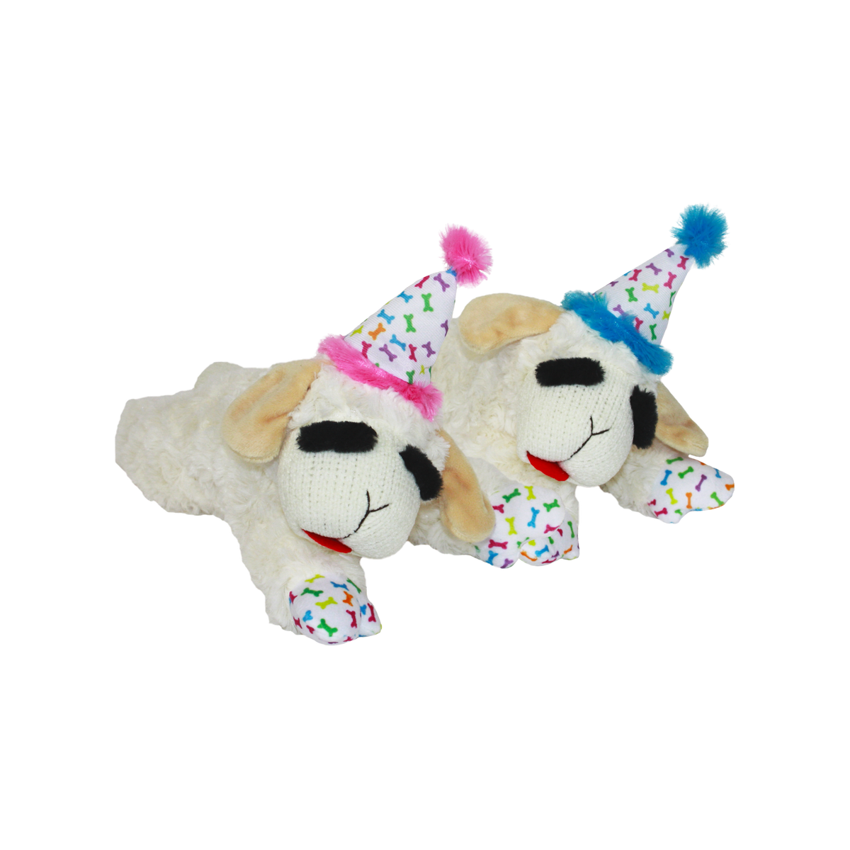Multipet Lamb Chop with Birthday Hat Plush Dog Toy 10.5 in