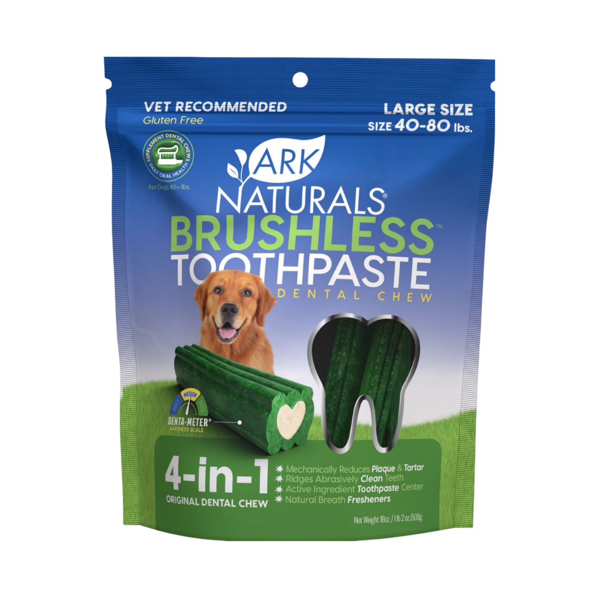 Ark Naturals Brushless Toothpaste Large Gluten-Free Dental Dog Treats