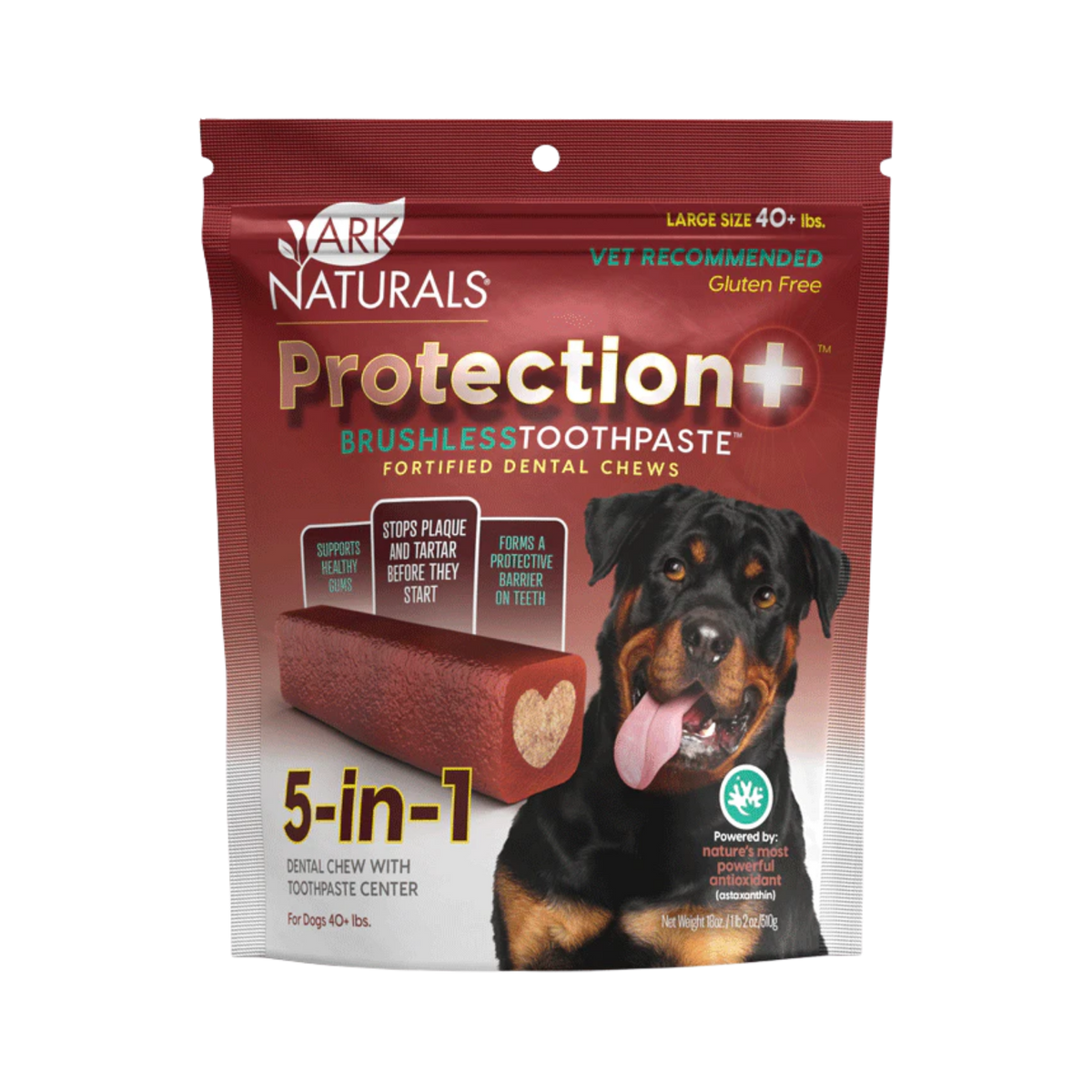 Ark Naturals Brushless Toothpaste Protection+ Large Dental Dog Treats