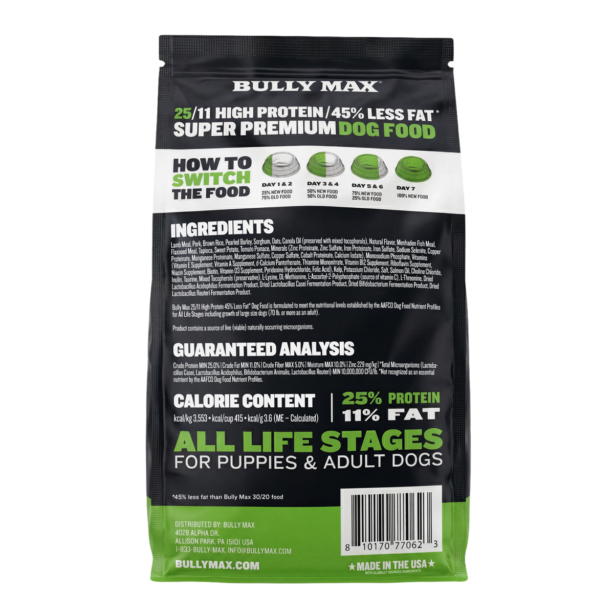 Bully Max 25/11 High Protein & Low Fat Dry Dog Food with Lamb