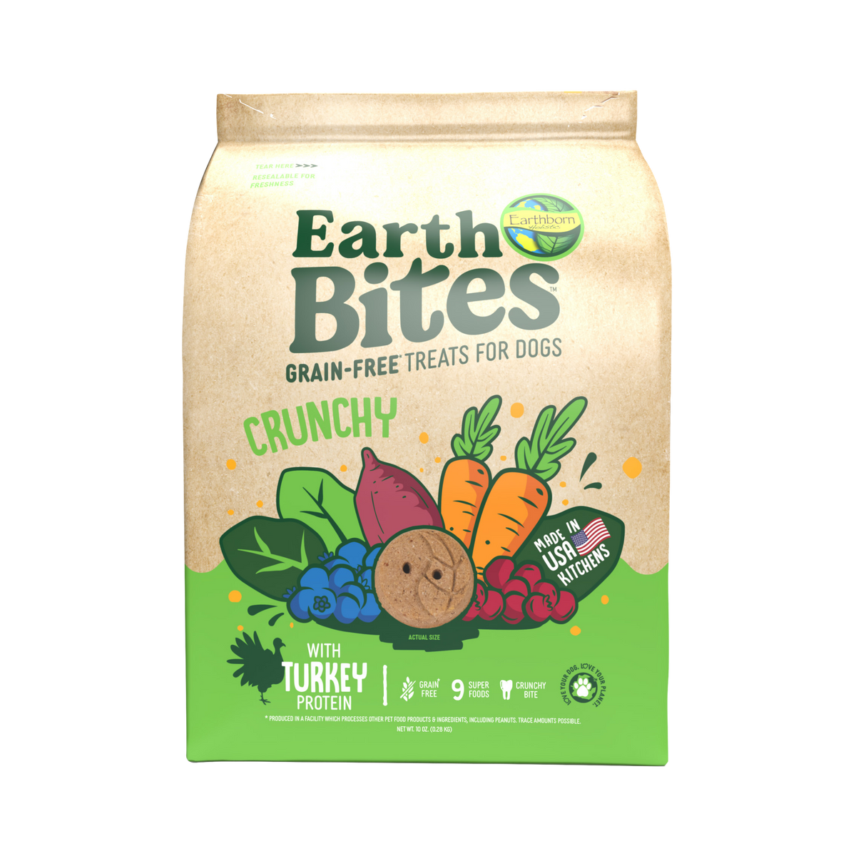 Earthborn EarthBites Grain-Free Turkey & Pumpkin Recipe Crunchy Dog Treats 10 oz