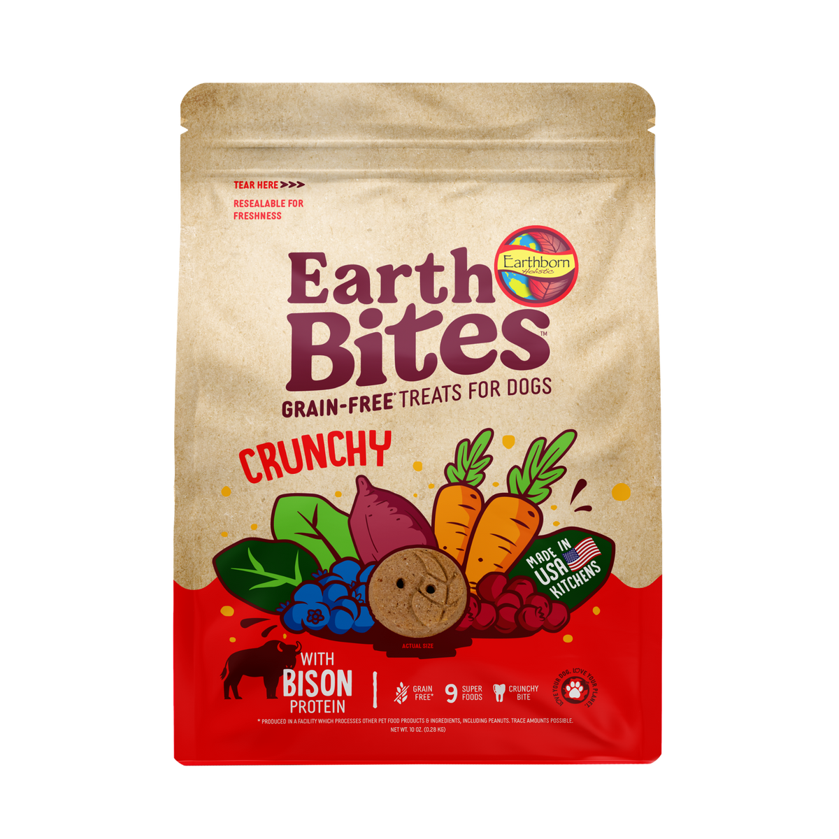 Earthborn EarthBites Grain-Free Bison & Pumpkin Recipe Crunchy Dog Treats 10 oz