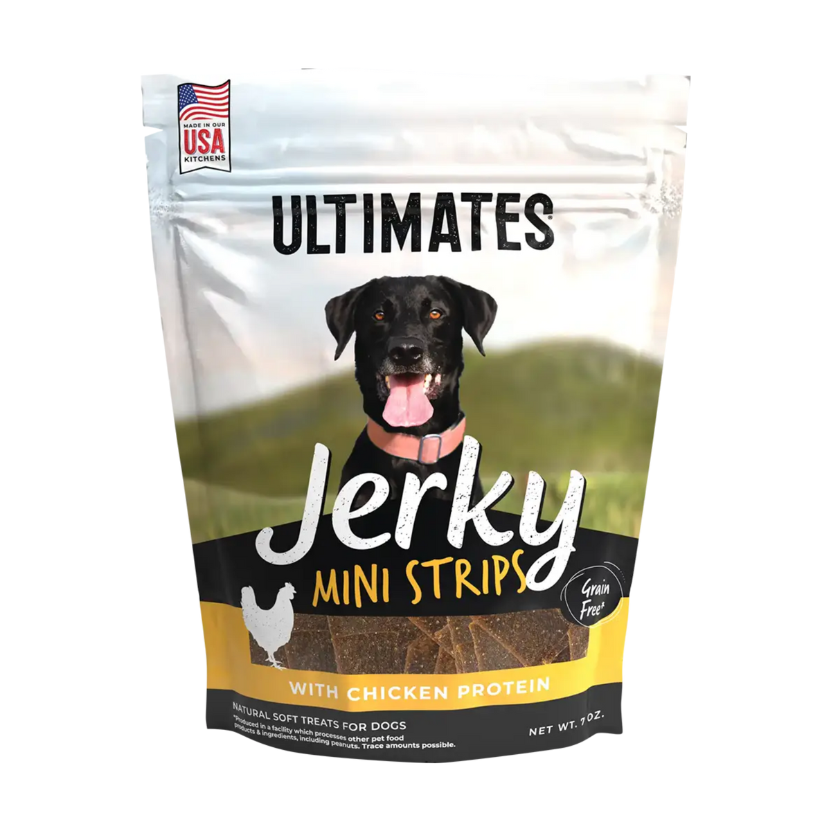 Ultimates Grain-Free Jerky Mini Strips with Chicken Protein Soft Dog Treats 7 oz