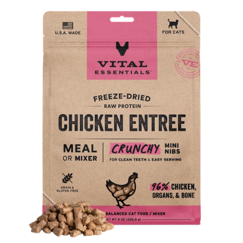 Vital Essentials Freeze-Dried Raw Chicken Entrée Mini Nibs Cat Food 8 oz