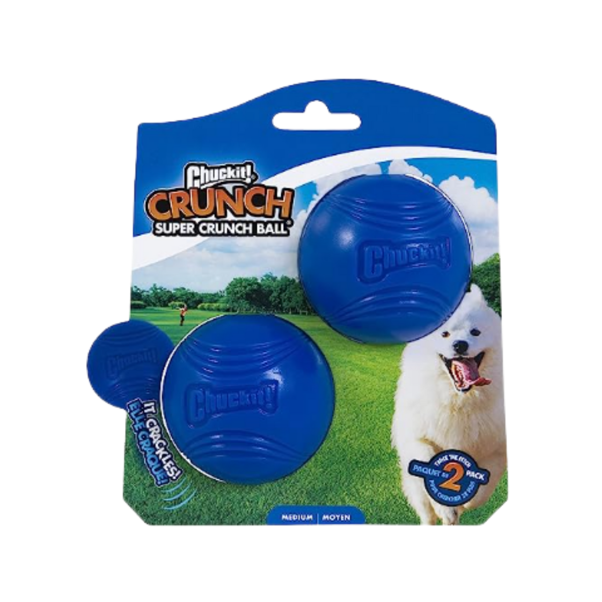 Chuckit! Super Crunch Ball Dog Toy, 2 pk M