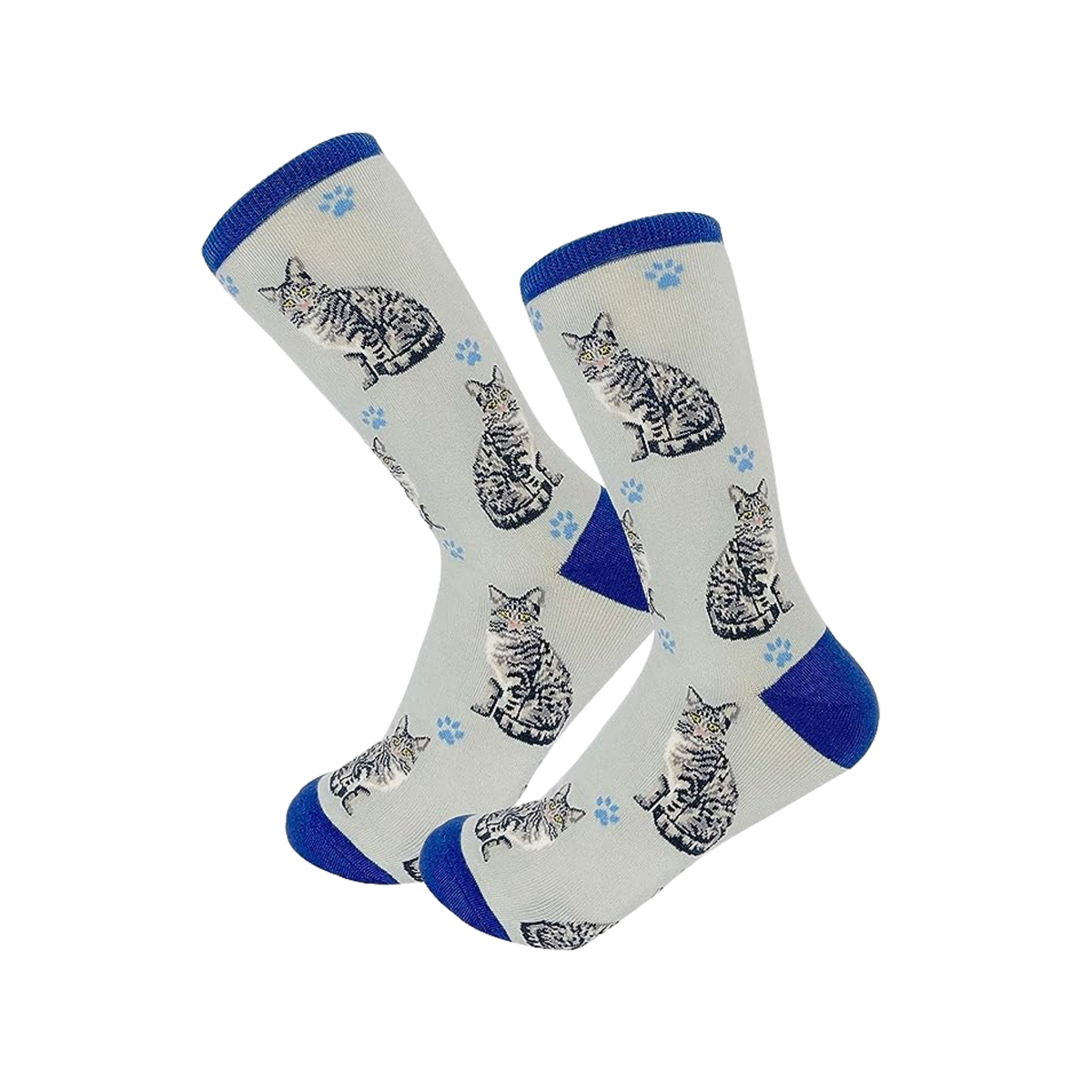 E & S Imports Pet Lover Socks Silver Tabby Cat, Unisex, One Size Fits Most