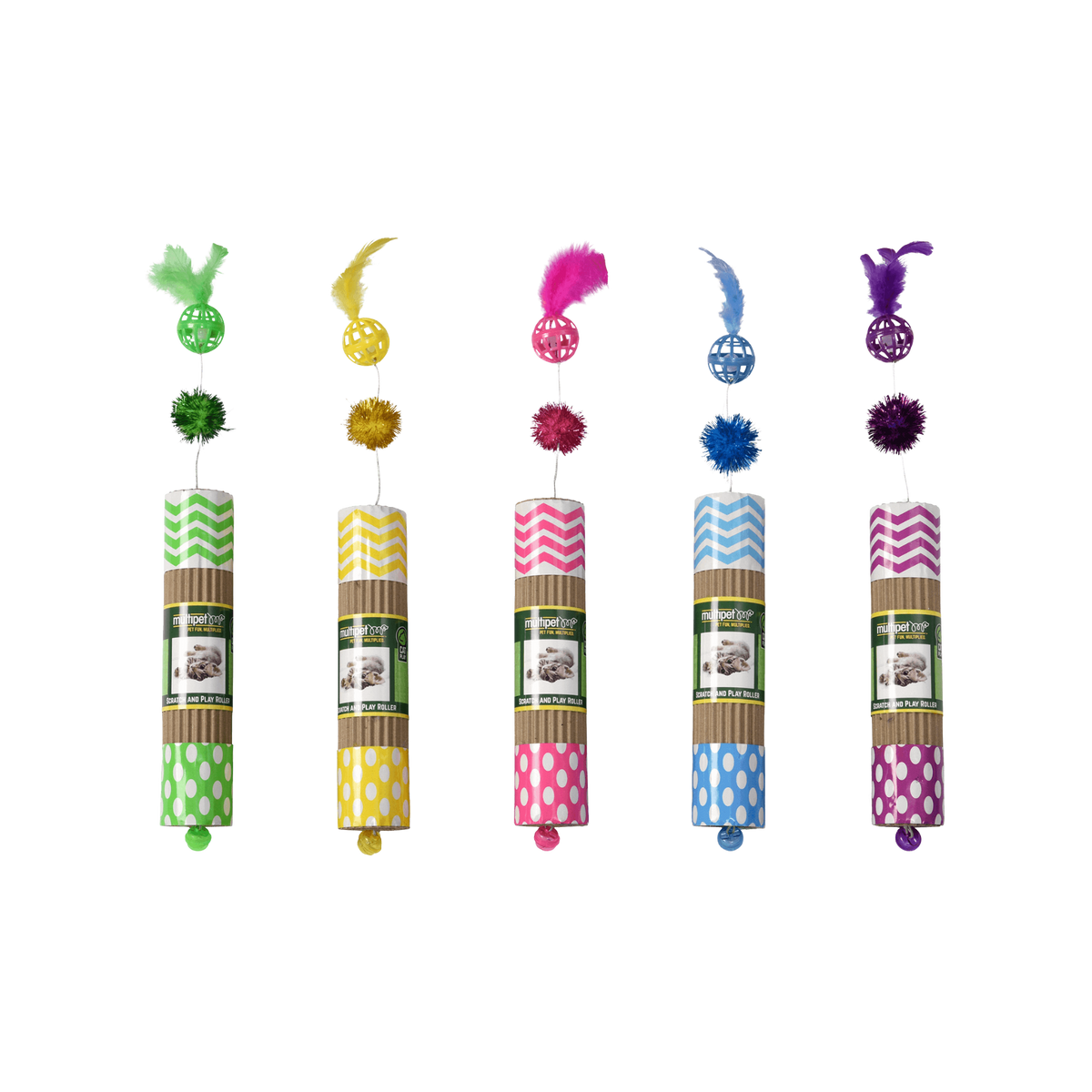 Multipet Cardboard, Roller Cat Toy, Assorted 17 in
