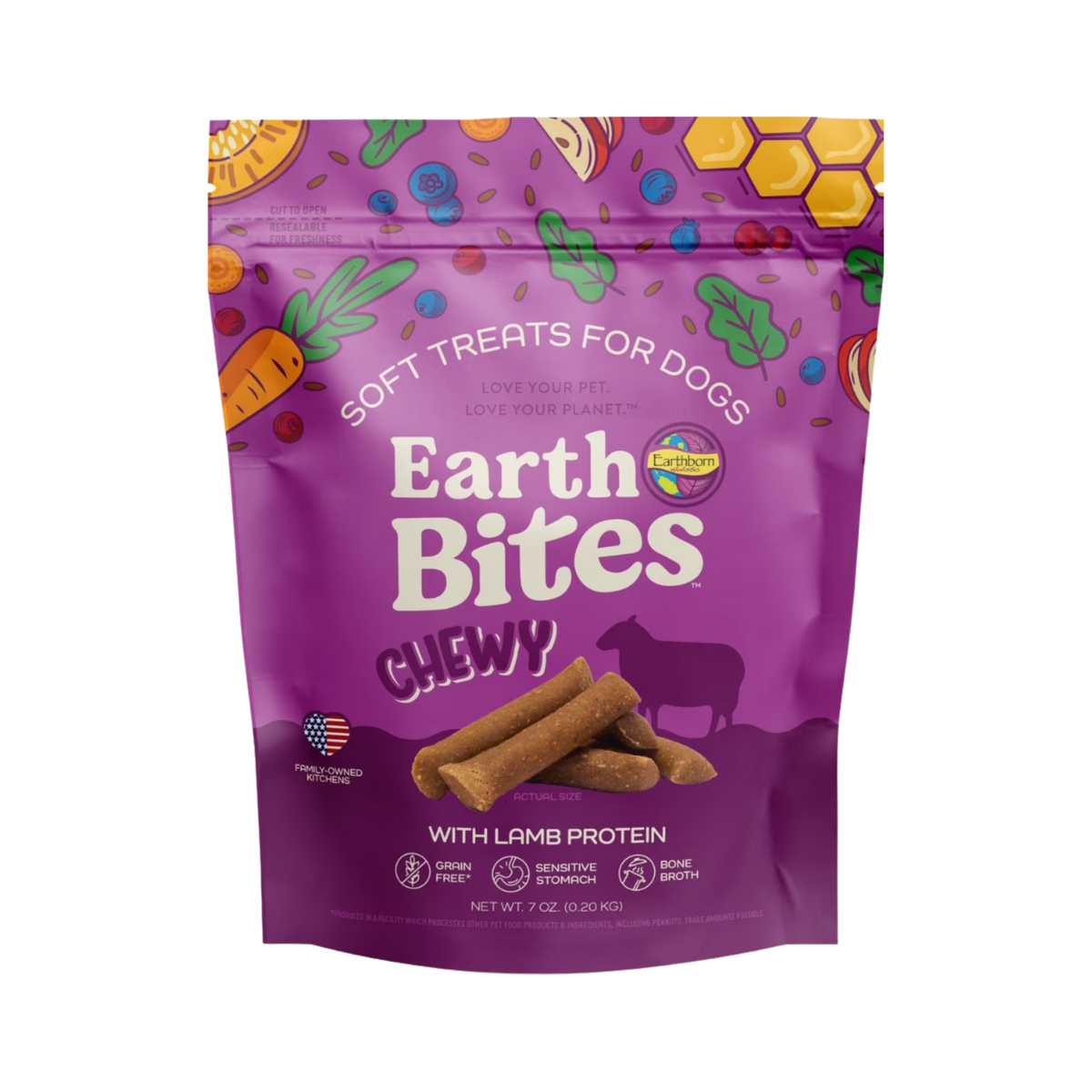 Earthborn EarthBites Grain-Free Chewy Dog Treats with Lamb Protein 7 oz