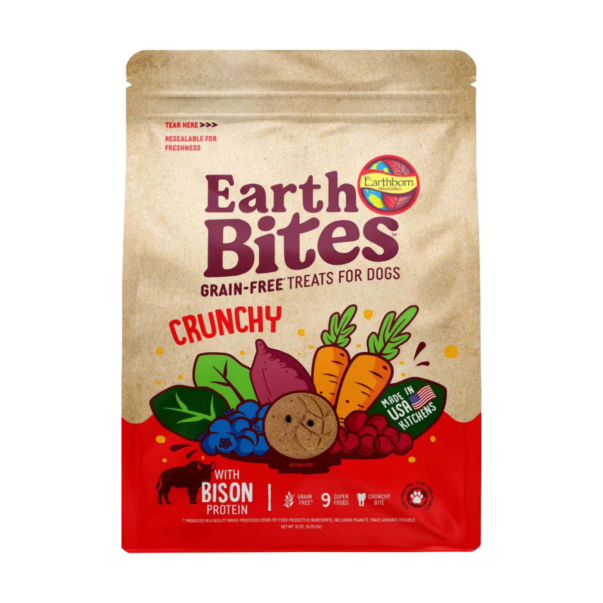 Earthborn EarthBites Grain-Free Bison & Pumpkin Recipe Crunchy Dog Treats 2 lb