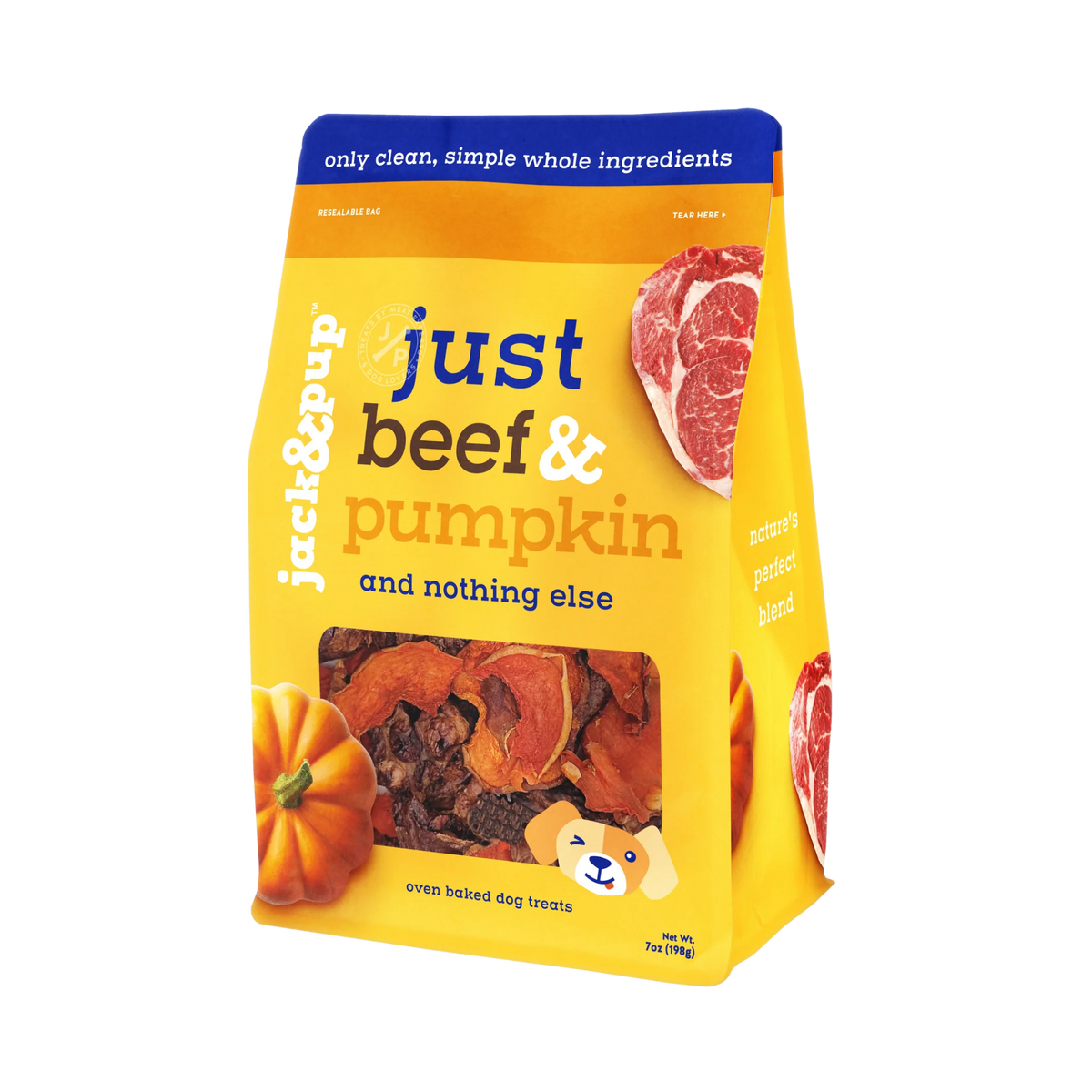 Jack & Pup Just Beef & Pumpkin Dog Treats 7 oz