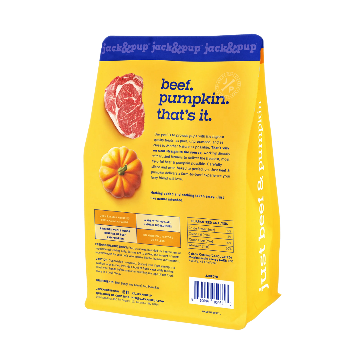 Jack & Pup Just Beef & Pumpkin Dog Treats 7 oz