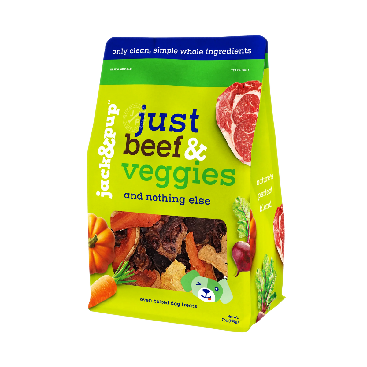 Jack & Pup Just Beef & Veggie Dog Treats 7 oz