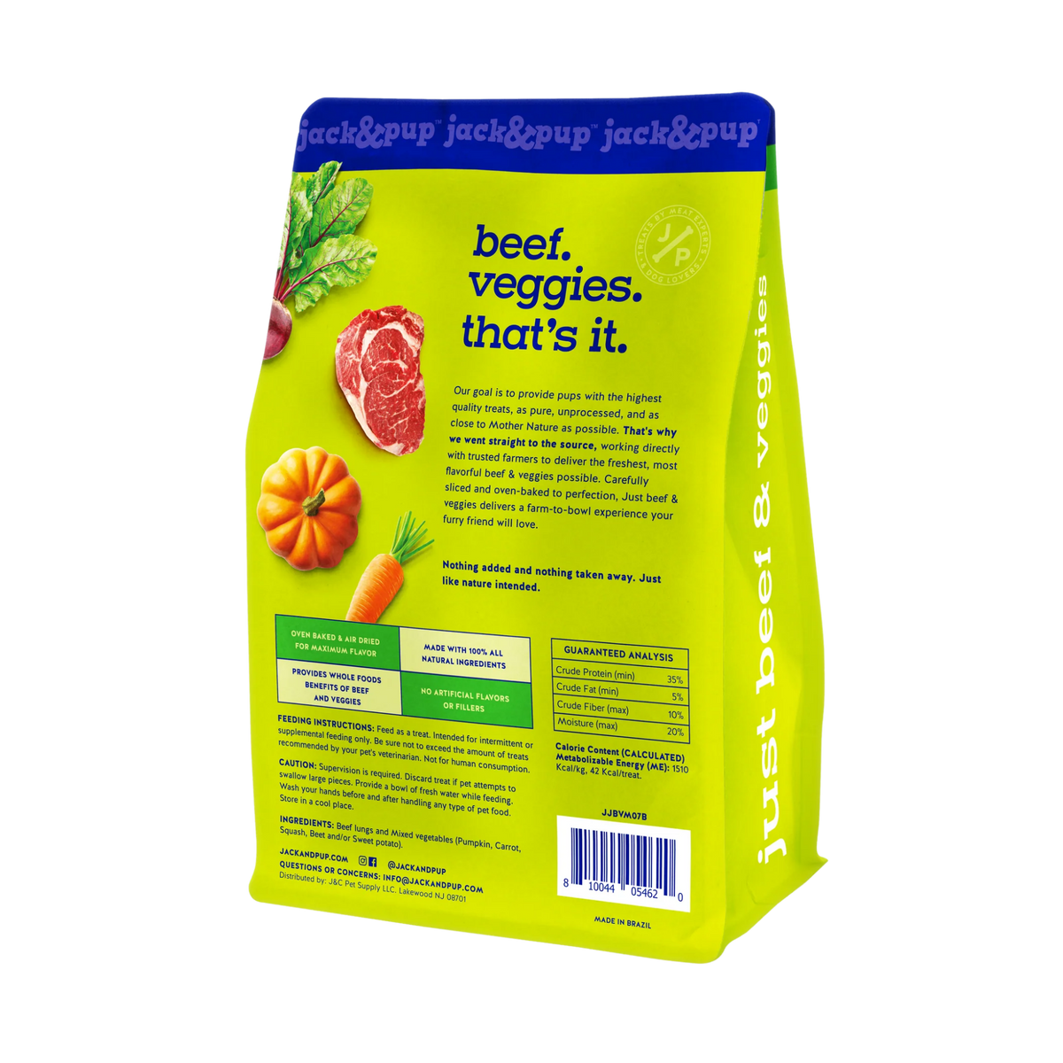 Jack & Pup Just Beef & Veggie Dog Treats 7 oz