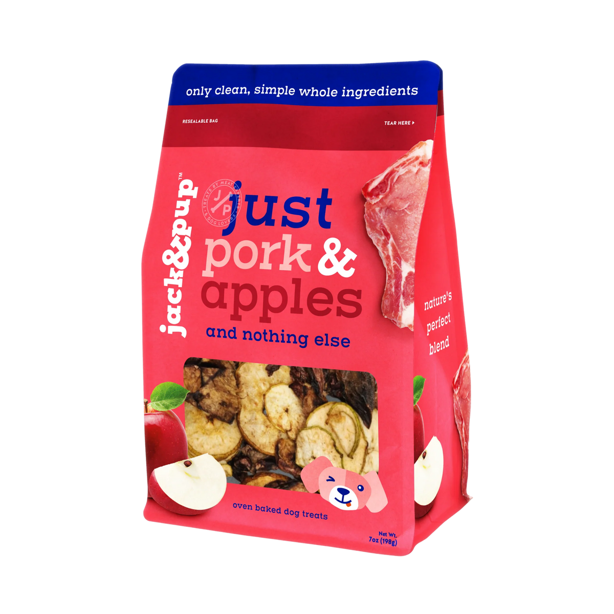 Jack & Pup Just Pork & Apples Dog Treats 7 oz