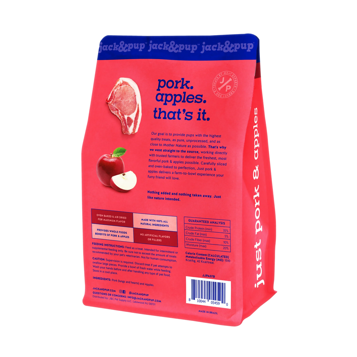 Jack & Pup Just Pork & Apples Dog Treats 7 oz