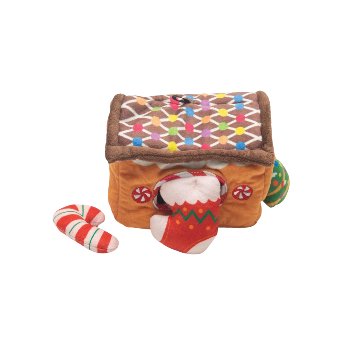 Snugarooz Holiday Hide & Seek Gingerbread Plush Burrow Dog Toy