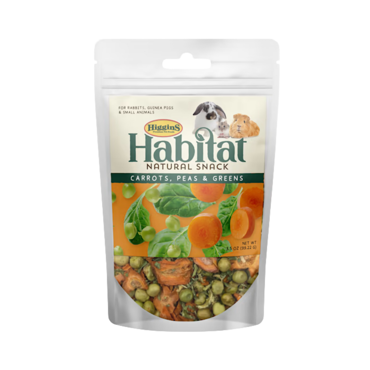 Higgins Habitat Natural Snack Carrots, Peas & Greens Small Animal Treats 3 oz