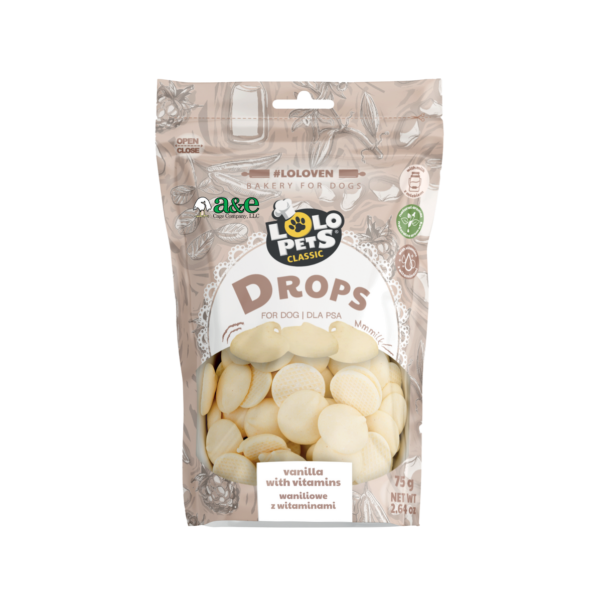 A&E Lolo Pets Classic Vanilla Flavored Yogurt Drops Dog Treats