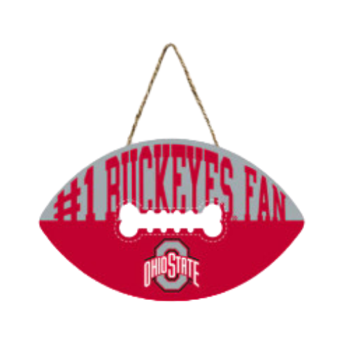 Pets First Ohio State Buckeyes Football Shaped Sign
