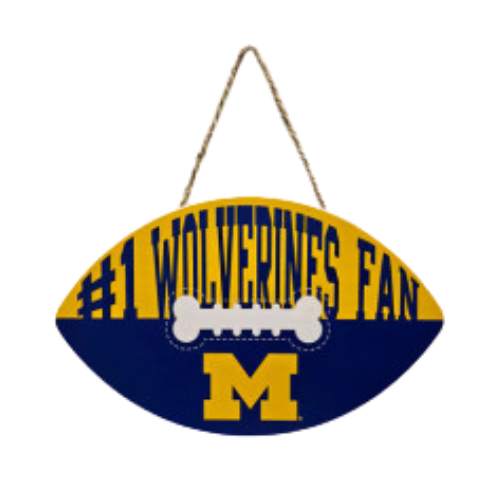 Pets First Michigan Wolverines Football Shaped Sign