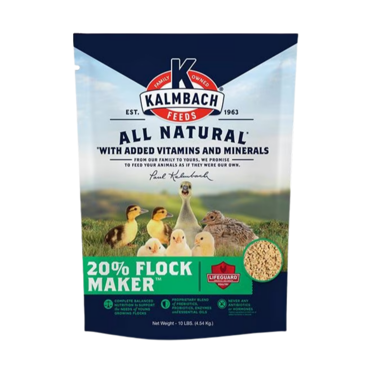 Kalmbach Feeds All Natural 20% Flock Maker Protein Crumbles Poultry Feed for Growing Mixed Flocks 10 lb