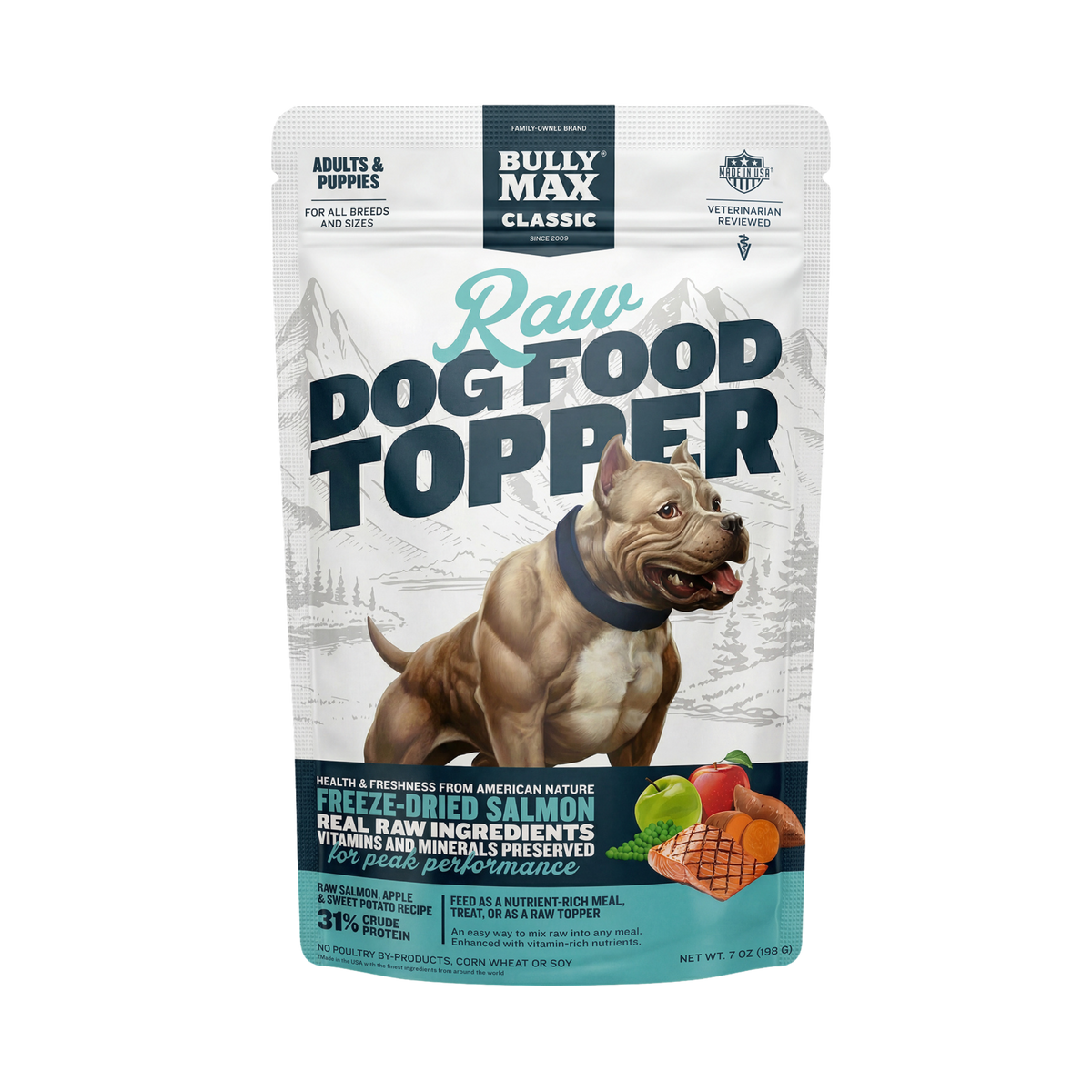 Bully Max Freeze-Dried Raw Dog Food Topper Salmon Flavor 7 oz