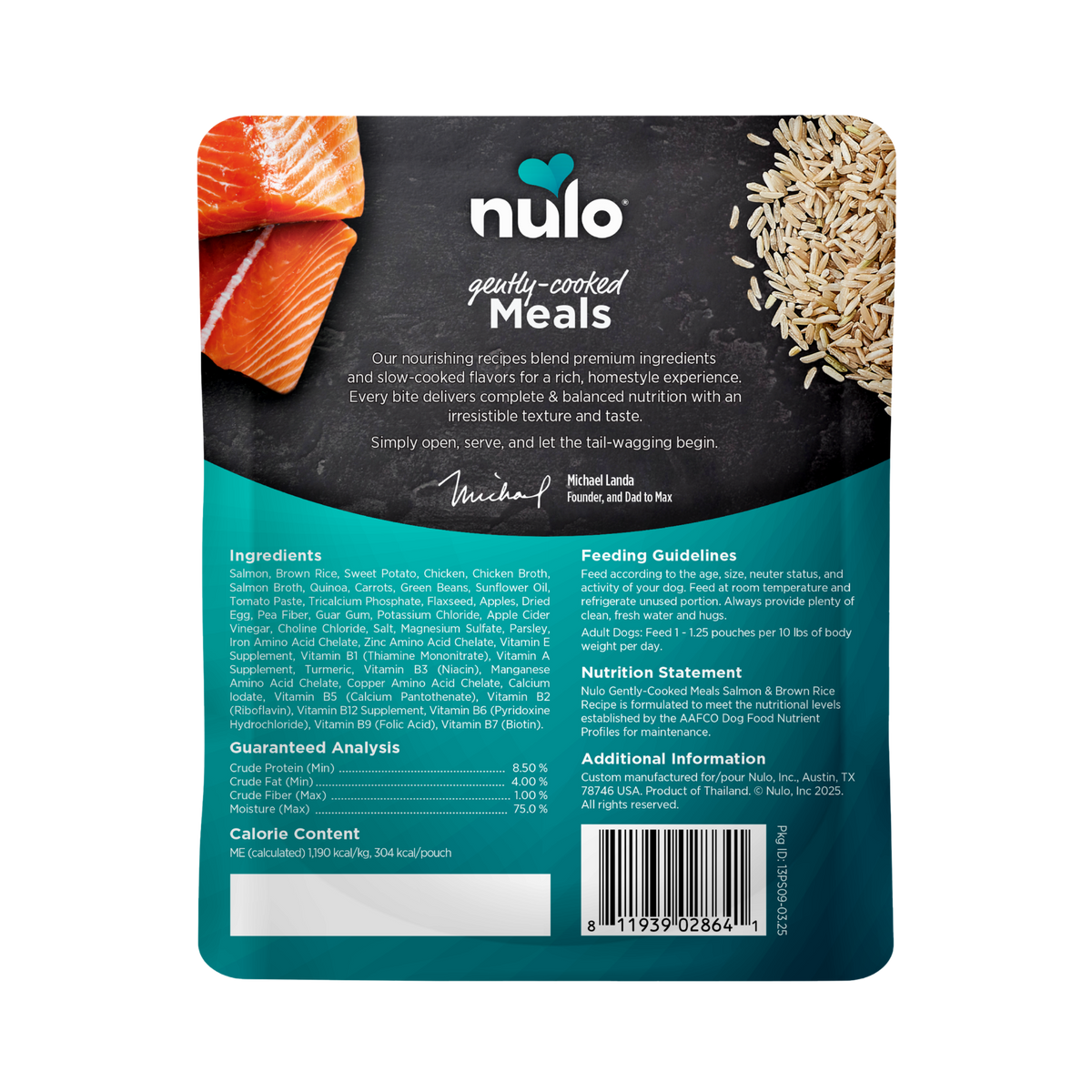 Nulo Gently-Cooked Meals Salmon & Brown Rice Recipe Adult Dog Food