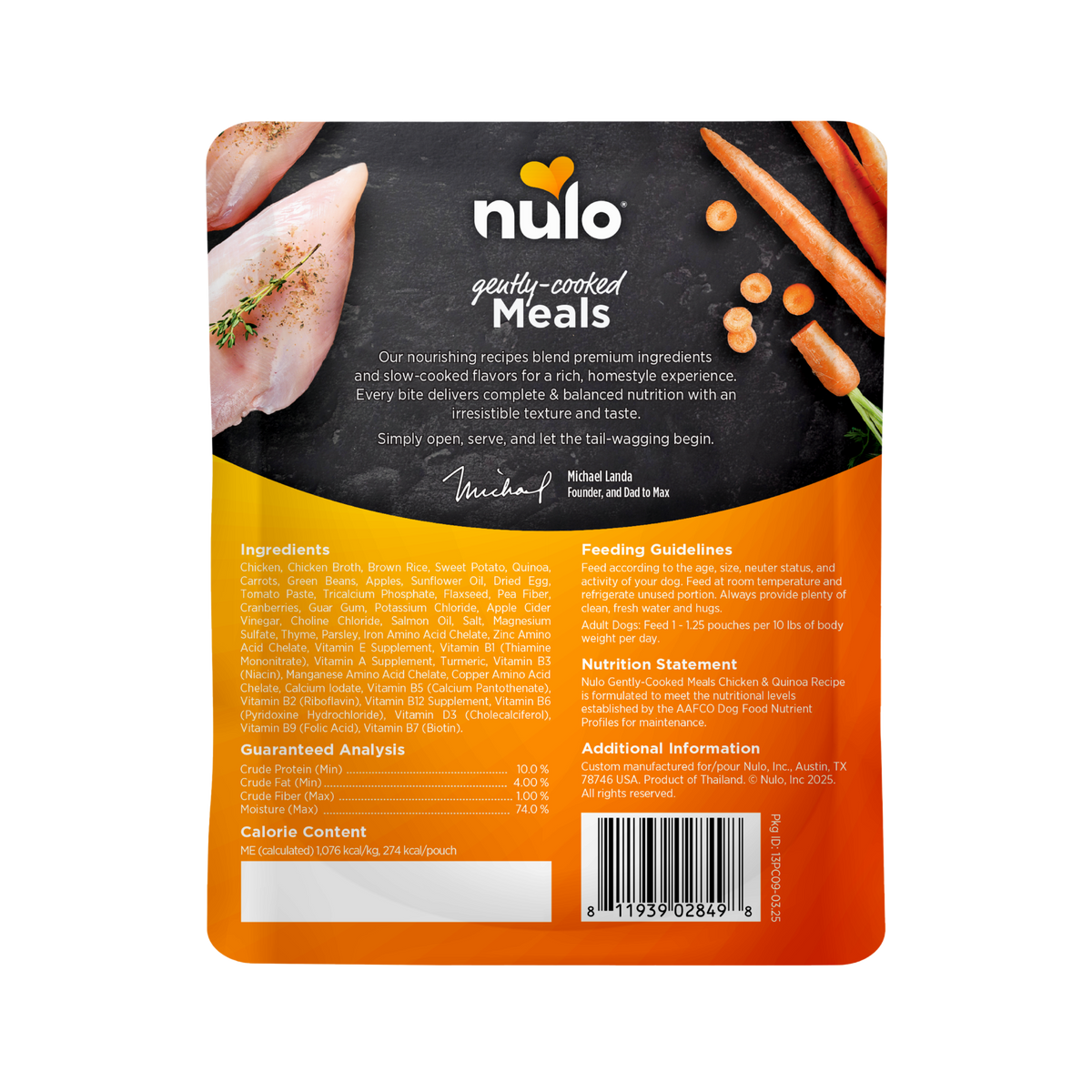 Nulo Gently-Cooked Meals Chicken & Quinoa Recipe Adult Dog Food