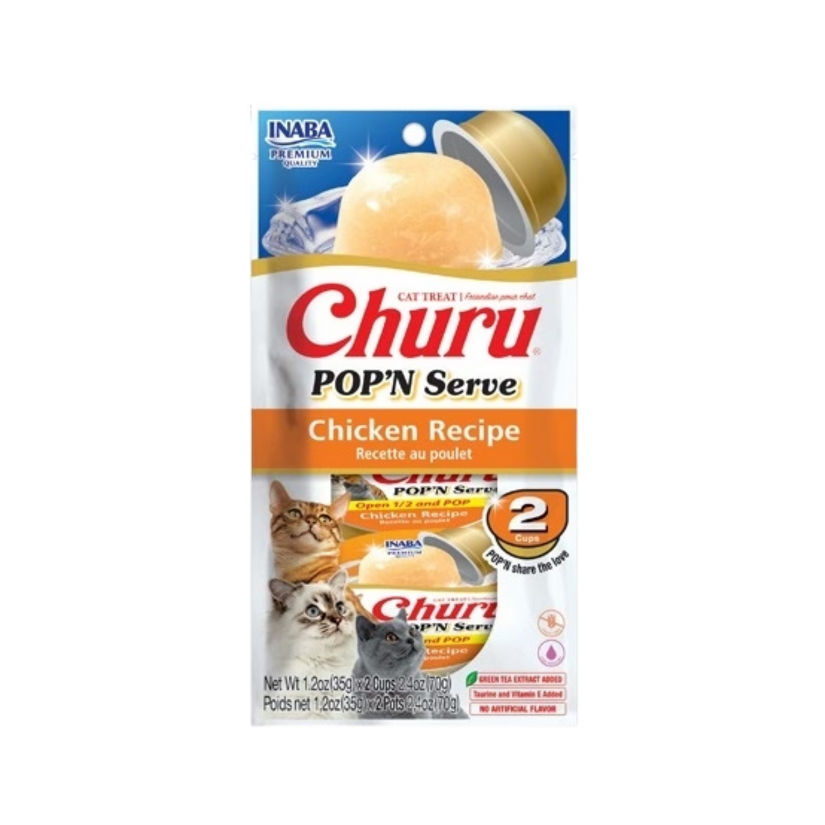 Inaba Churu POP'N Serve Chicken Recipe Cat Treat 2 pk