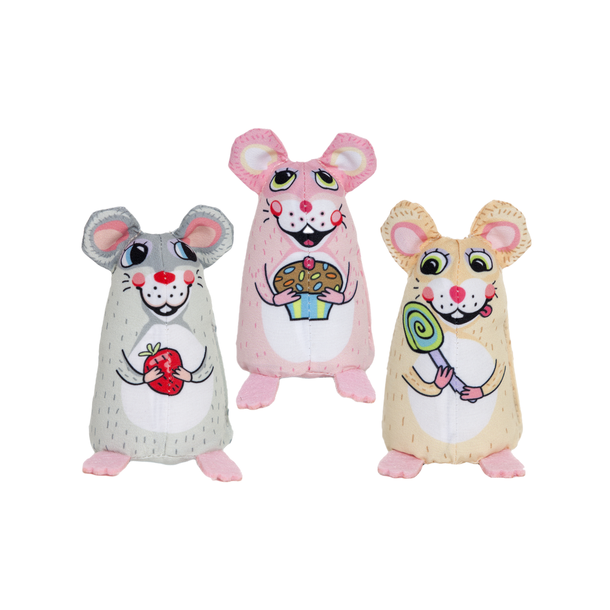 Multipet Fuzzu Sweet Baby Mice Cat Toy, Assorted