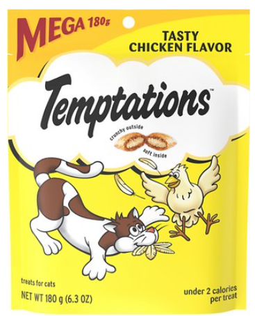 Whiskas Temptations Classic Crunchy and Soft Cat Treats Tasty Chicken Flavor