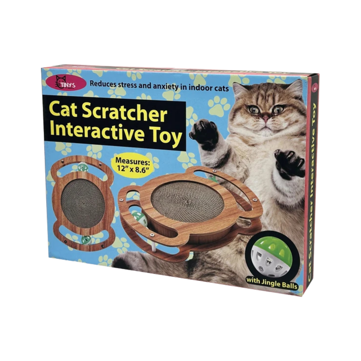 Kole Imports Wood Cat Scratcher Interactive Toy with Jingle Balls