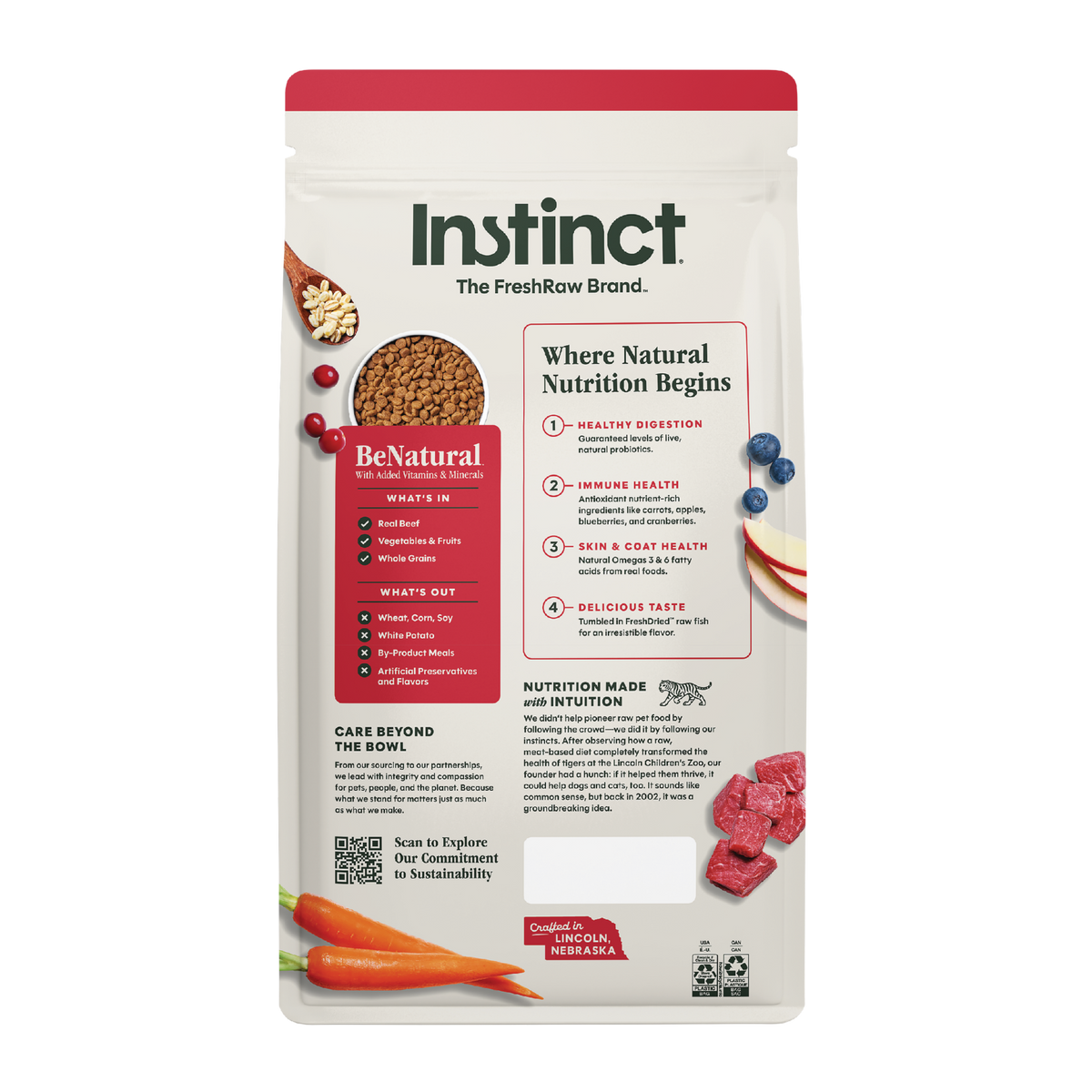 INSTINCT Be Natural Real Beef & Barley Recipe Freeze-Dried Raw Coated All Life Stage Dry Dog Food