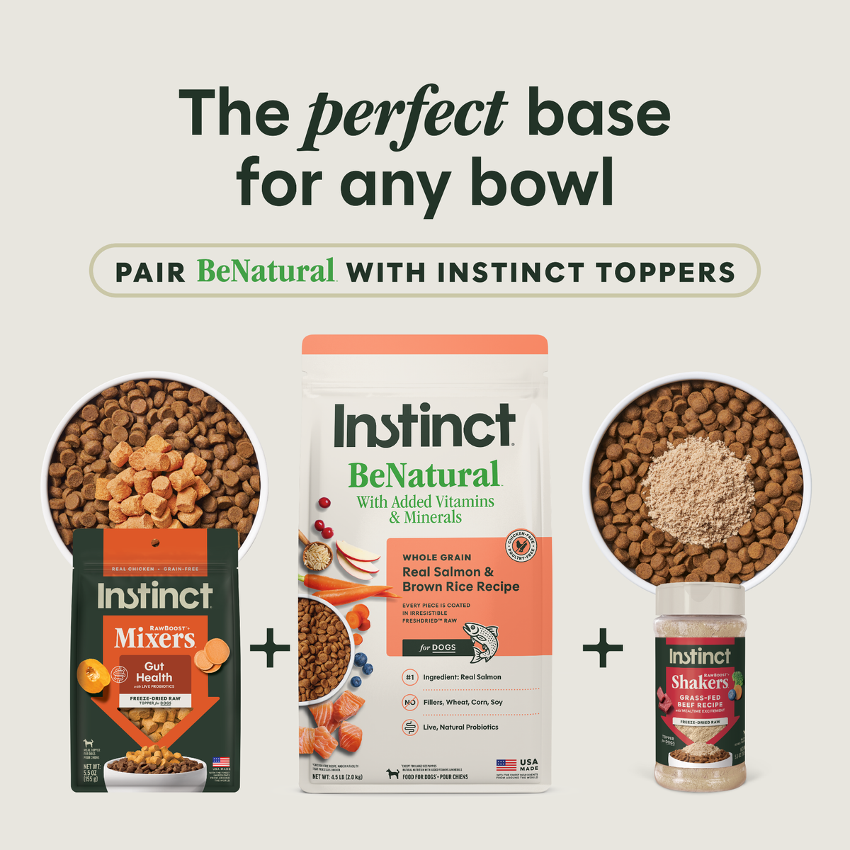 Instinct Be Natural Real Salmon & Brown Rice Recipe Freeze-Dried Raw Coated All Life Stage Dry Dog Food