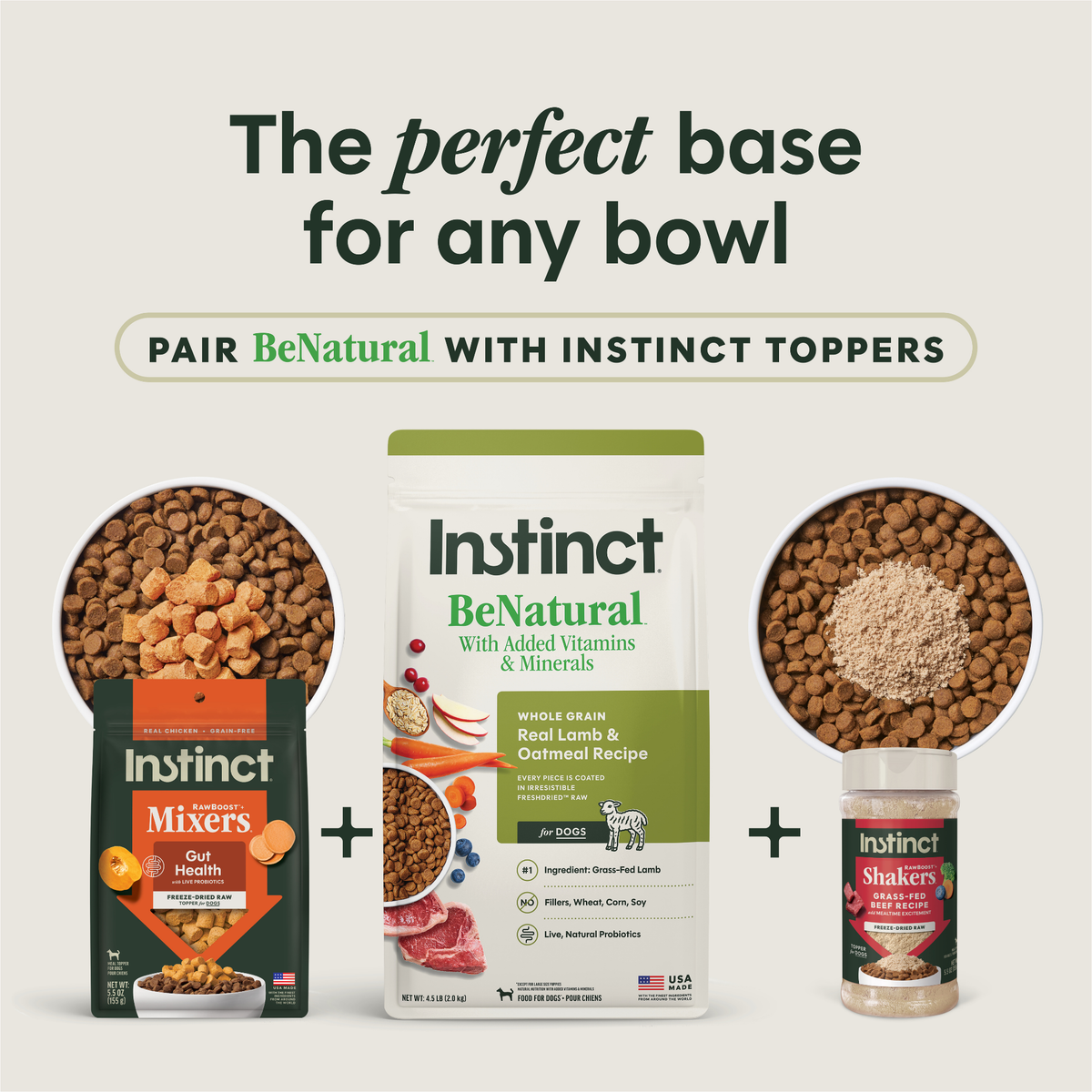 INSTINCT Be Natural Real Lamb & Oatmeal Recipe Freeze-Dried Raw Coated All Life Stage Dry Dog Food