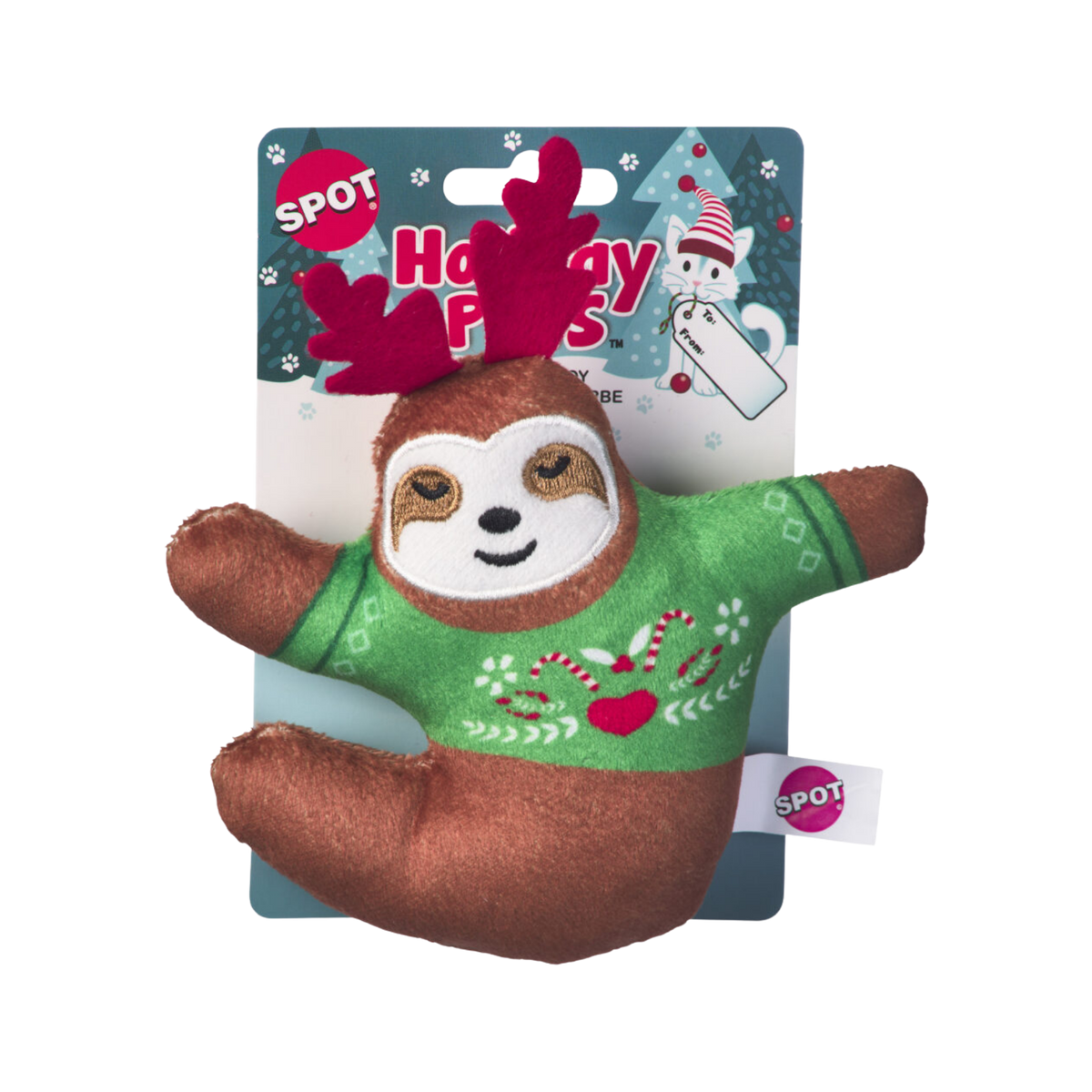 Spot Holiday Sloth Cat Toy, Assorted 5 in