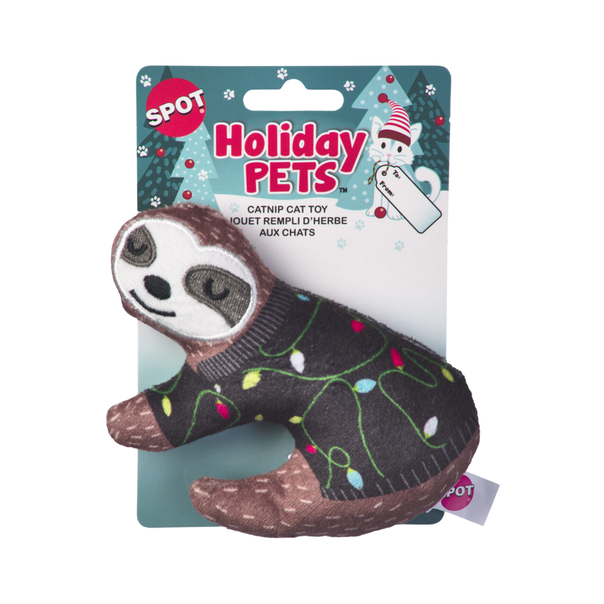 Spot Holiday Sloth Cat Toy, Assorted 5 in