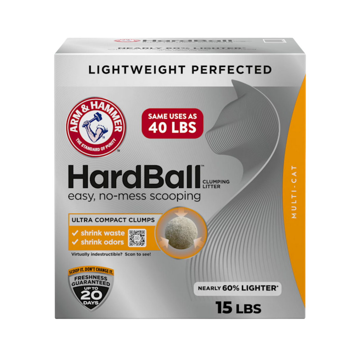 Arm & Hammer HardBall Easy, No-Mess Multi-Cat Clumping Cat Litter 15 lb