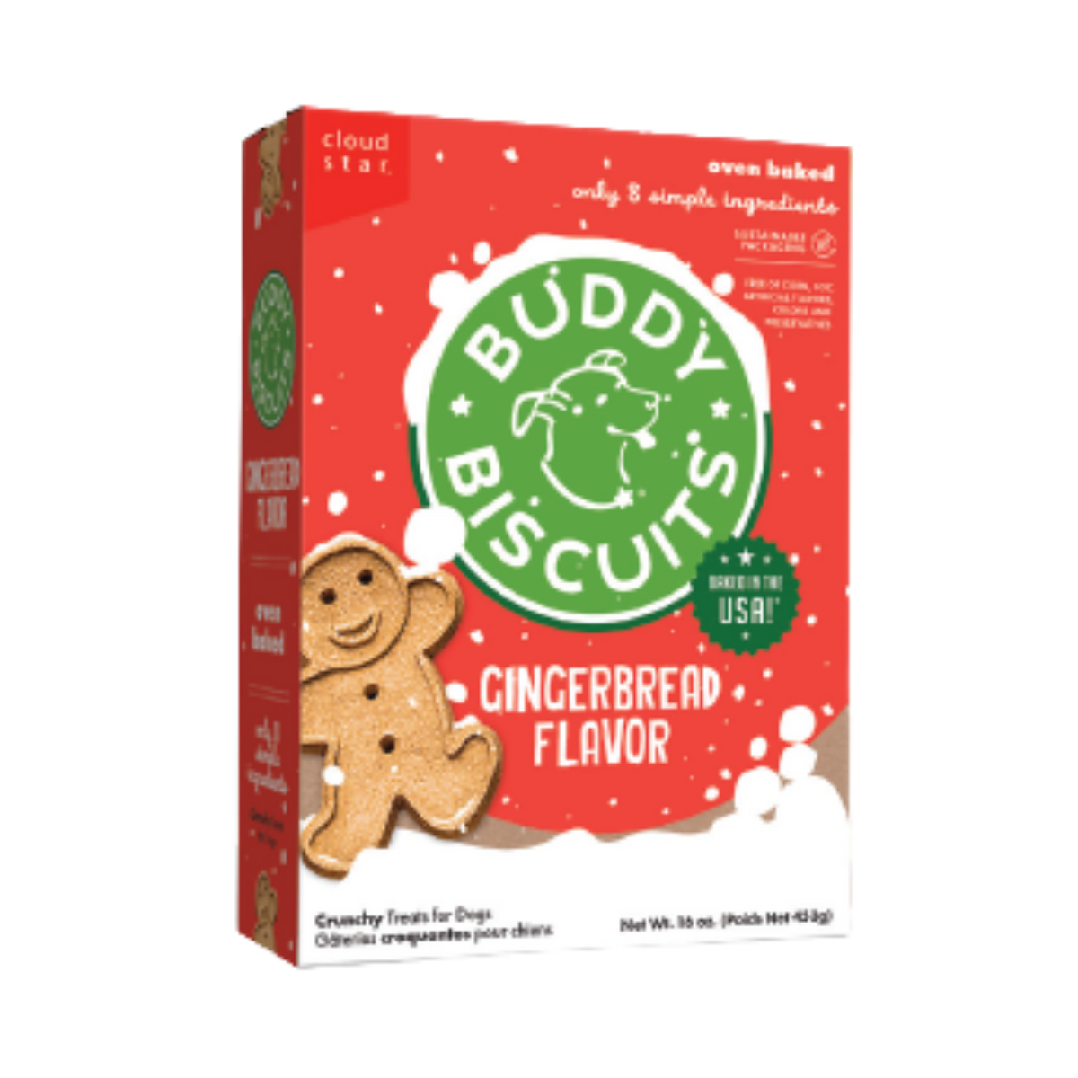 Buddy Biscuits Holiday Gingerbread Flavor Crunchy Dog Biscuits 16 oz