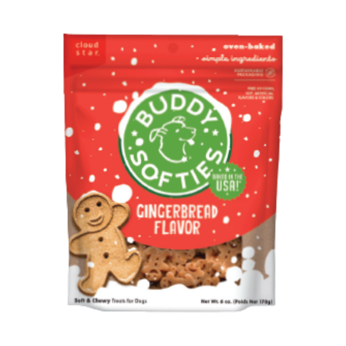 Buddy Biscuits Holiday Gingerbread Flavor Softies Dog Treats 6 oz