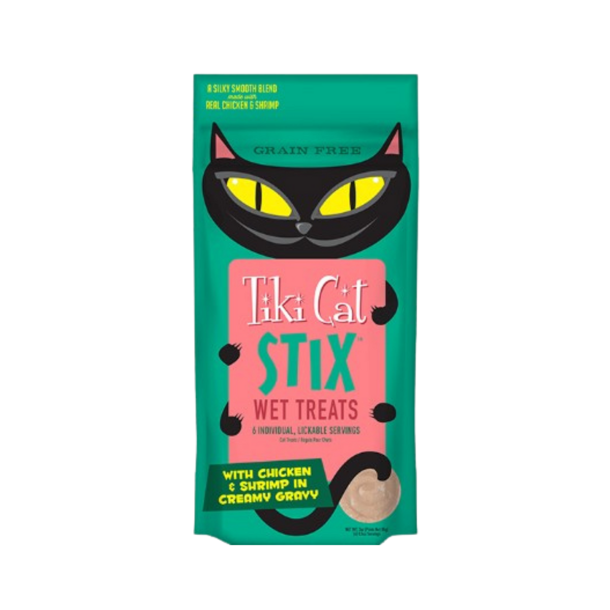Tiki Cat Stix Chicken & Shrimp in Creamy Gravy Lickable Wet Cat Treats 3 oz