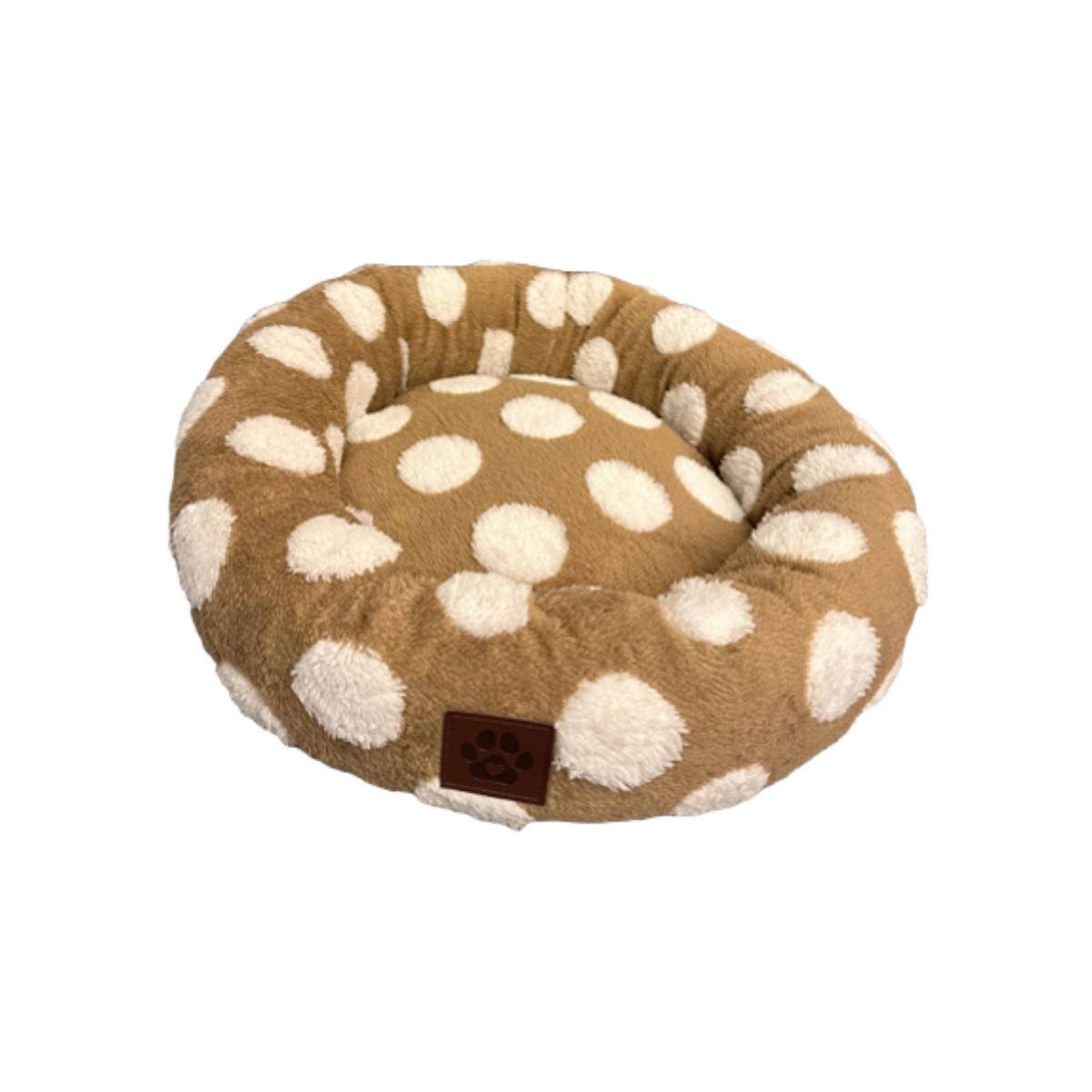 Pet Obsession Brown Polka Dot Fleece Cuddler Pet Bed 20 in
