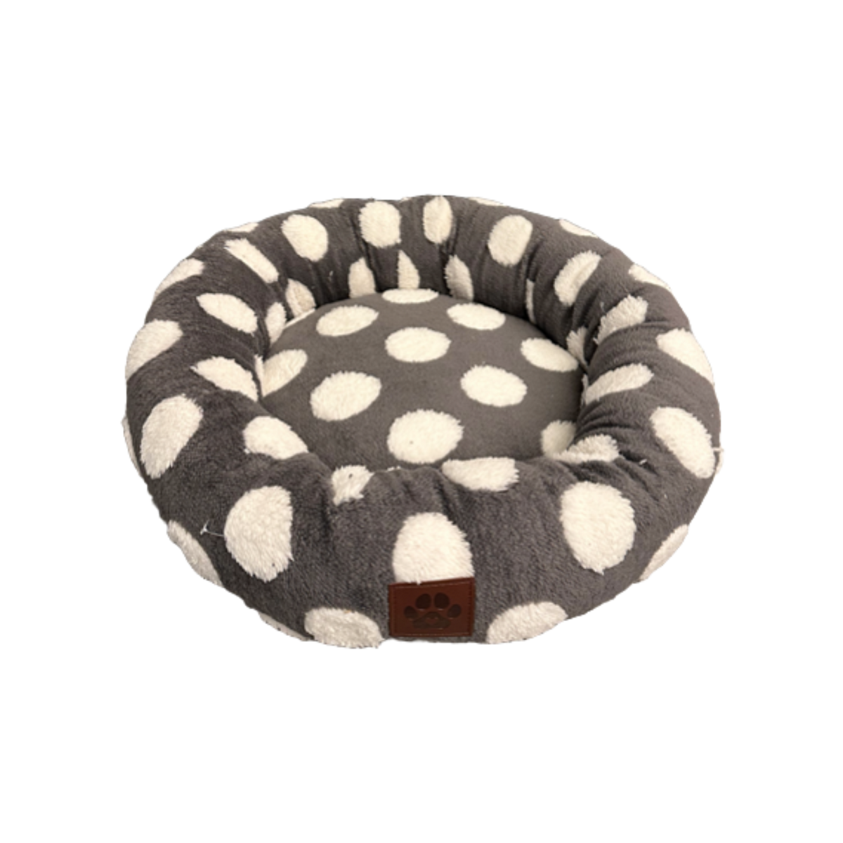 Pet Obsession Grey Polka Dot Fleece Cuddler Pet Bed 20 in
