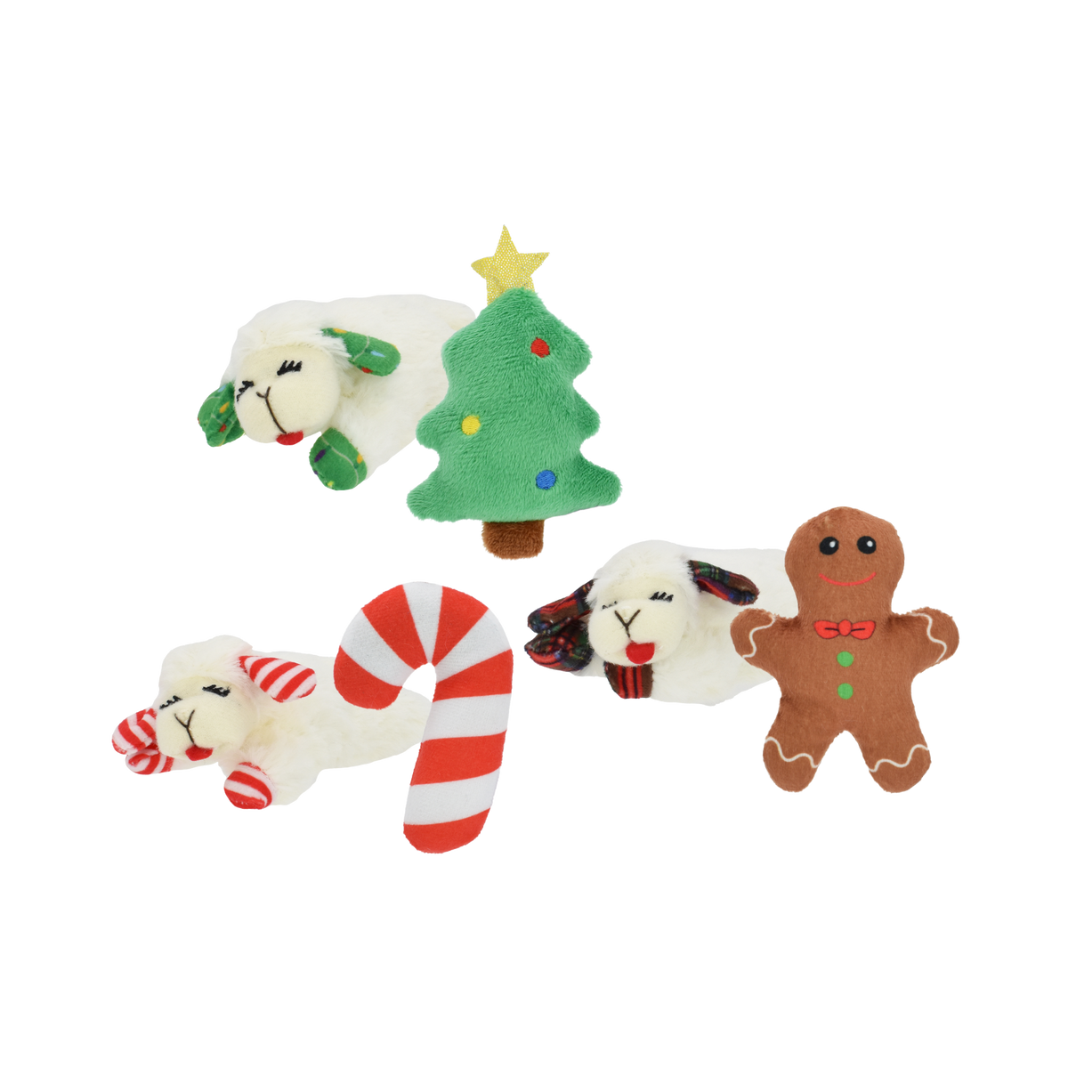 Multipet Holiday Lamb Chop Crinkle & Catnip Cat Toy, Assorted 2 pk