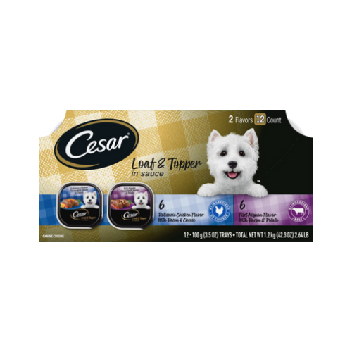 Cesar Loaf in Sauce Rotisserie Chicken & Filet Mignon Flavors Grain-Free Variety Pack Wet Dog Food