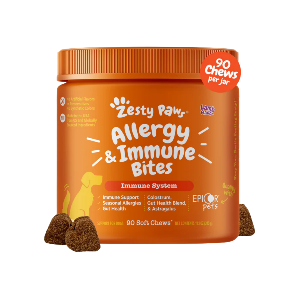 Zesty Paws Allergy & Immune Bites Soft Chews for Dogs 90 ct