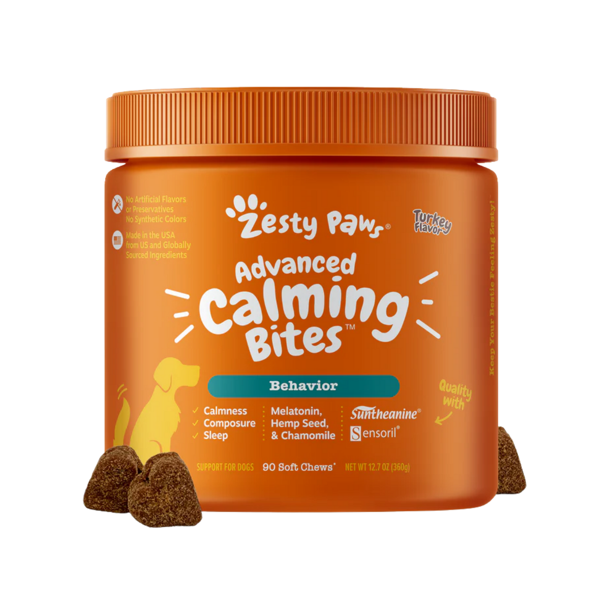 Zesty Paws Advanced Calming Bites Behavior Soft Chews for Dogs 90 ct