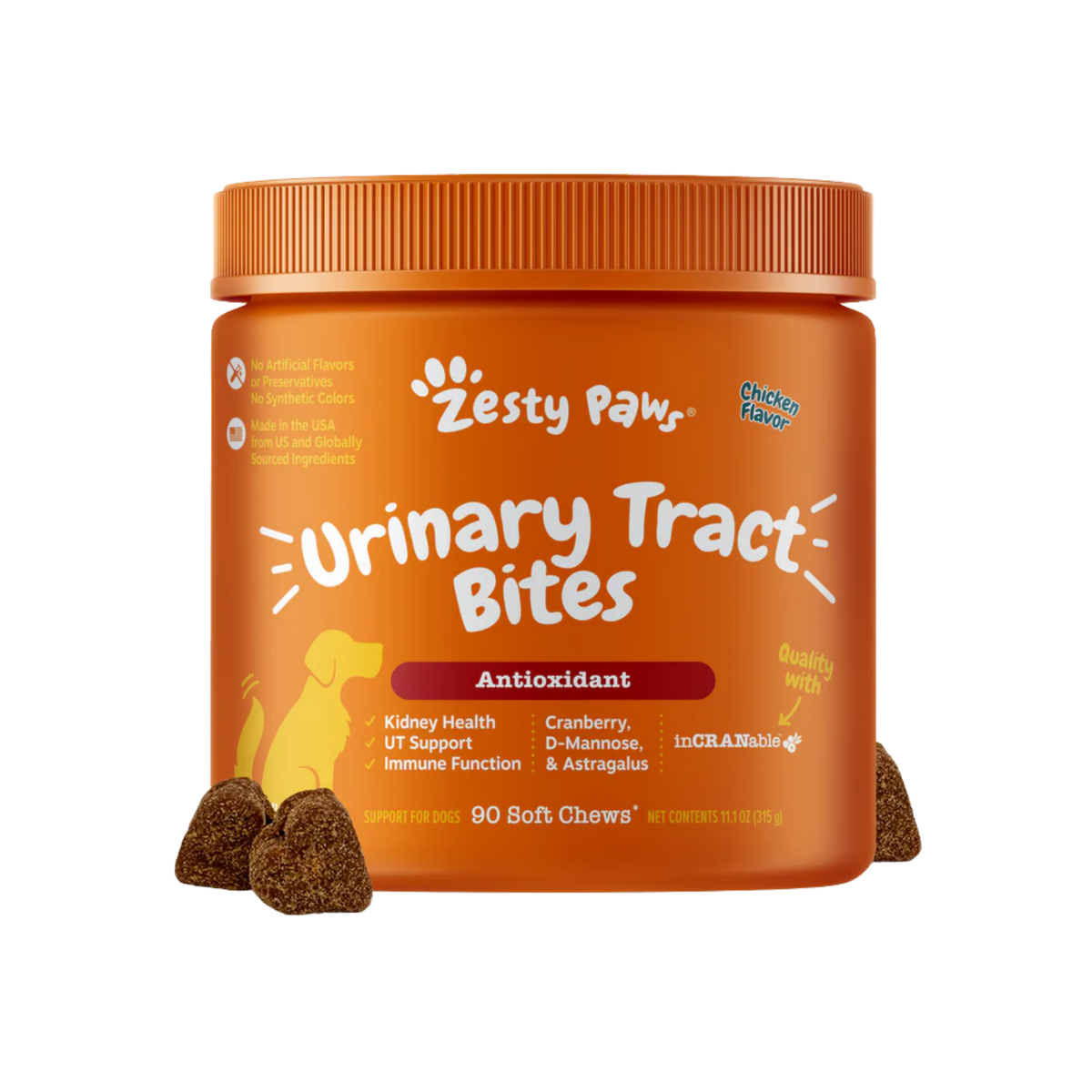 Zesty Paws Urinary Tract Bites Antioxidant Soft Chews for Dogs 90 ct