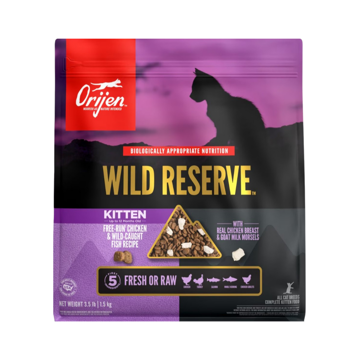 Orijen Wild Reserve Free-Run Chicken & Wild Caught Fish Kitten Recipe Dry Cat Food 3.5 lb