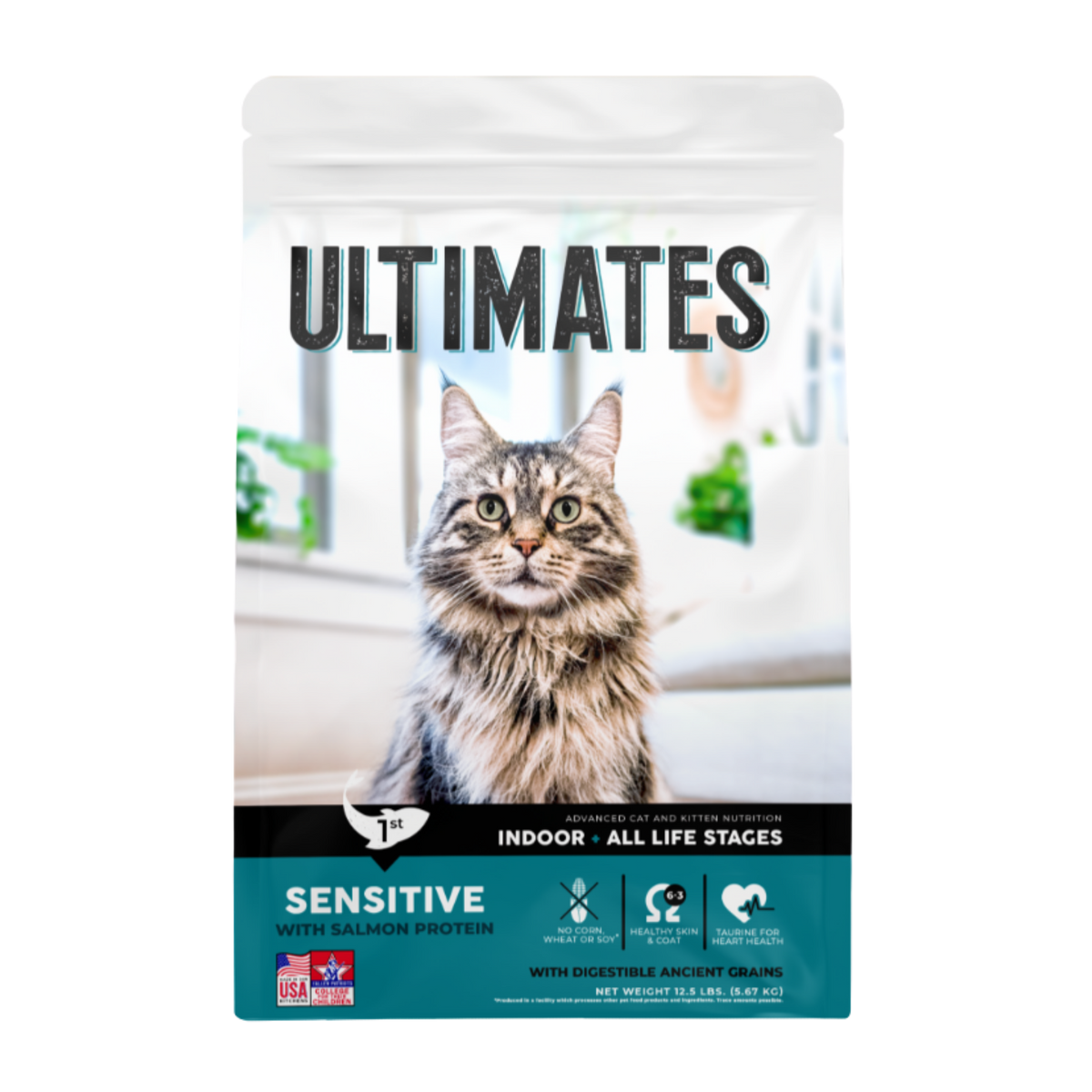 Ultimates Sensitive with Salmon Protein Indoor, All Life Stages Recipe Dry Cat Food 12.5 lb